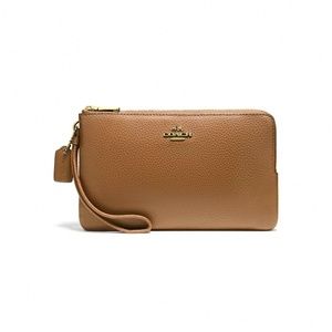 COACH NWT Double Zip Wallet,Light Saddle